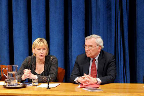 Under-Secretary-General B. Lynn Pascoe (right) and Special Representative Margot Wallström. UN Photo/Evan Schneider